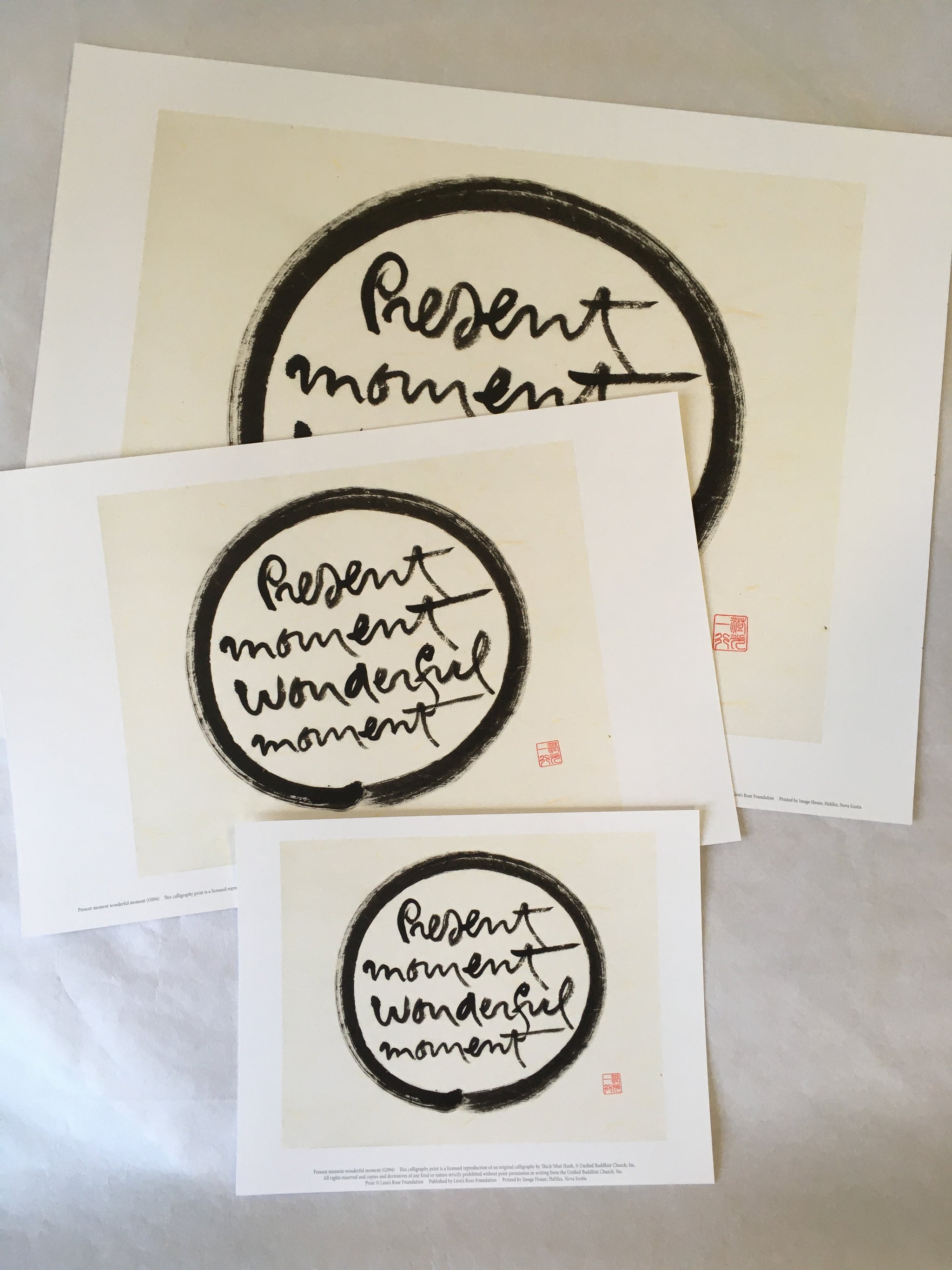 Thich Nhat Hanh Calligraphy Print - Present moment wonderful